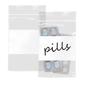 Pack of 1000 Zipper Bags with Write-On Block 4 x 6. Heavy Duty Pills Bags 4x6. Thickness 4 mil. White Block Bags for Packing and Storing. Ideal for In