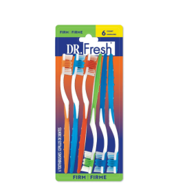 Dr. Fresh Manual Toothbrush Adult 6ct with Firm Bristles to Help Remove Plaque, and a Tongue Cleaner