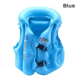 1pc Inflatable Floating Life Vest; Life Jacket For Swimming Pool Beach Kids Children (Color: Blue)